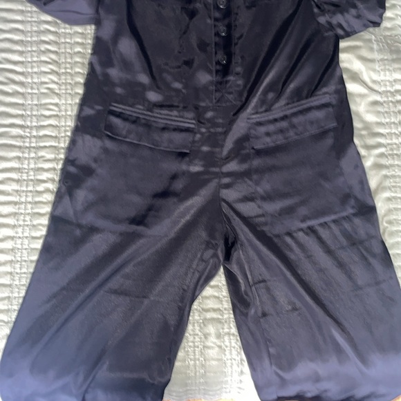 Rachel Roy Oversized Utility Long-Sleeve Jumpsuit Black Size 0 EUC Silky fabric - Picture 5 of 6